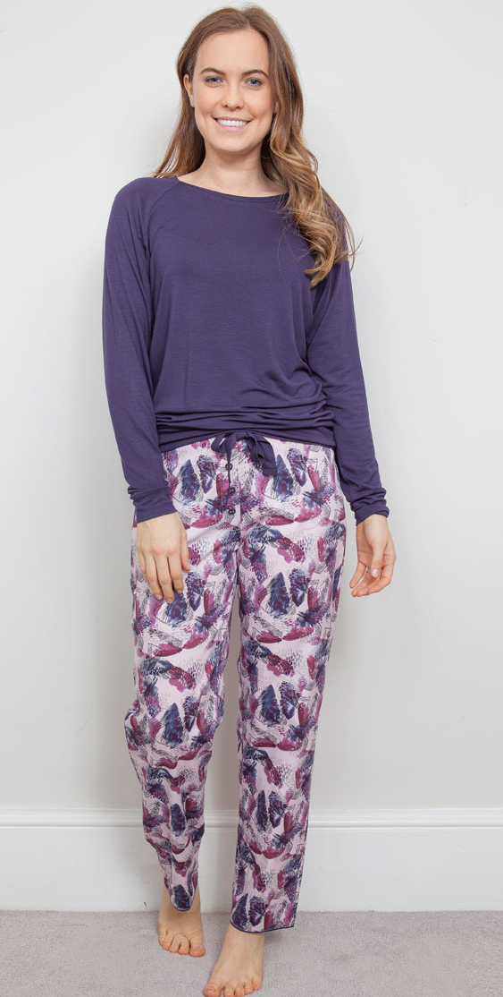 Cyberjammies Cassie Slouch Top Plaine Bottoms Purple