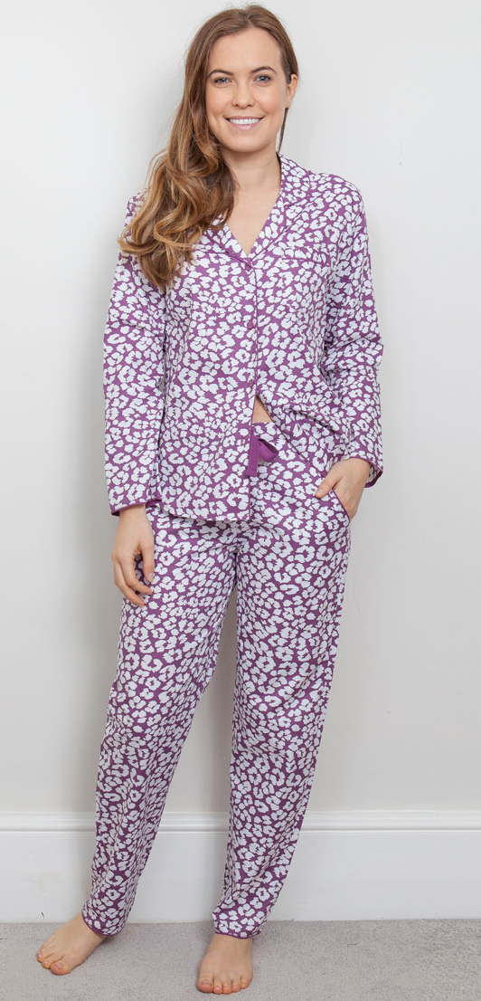 Cyberjammies Fiona Patterned Pyjama Top With Matching Bottoms Cerise