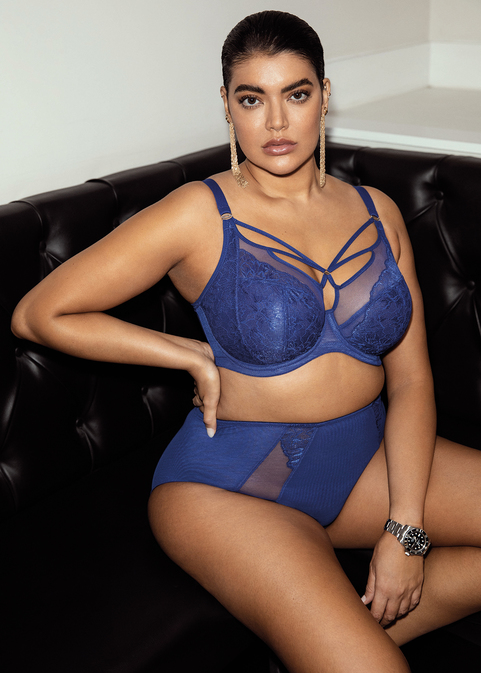 Elomi Brianna Plunge Bra Brief Lapis Blue Promo