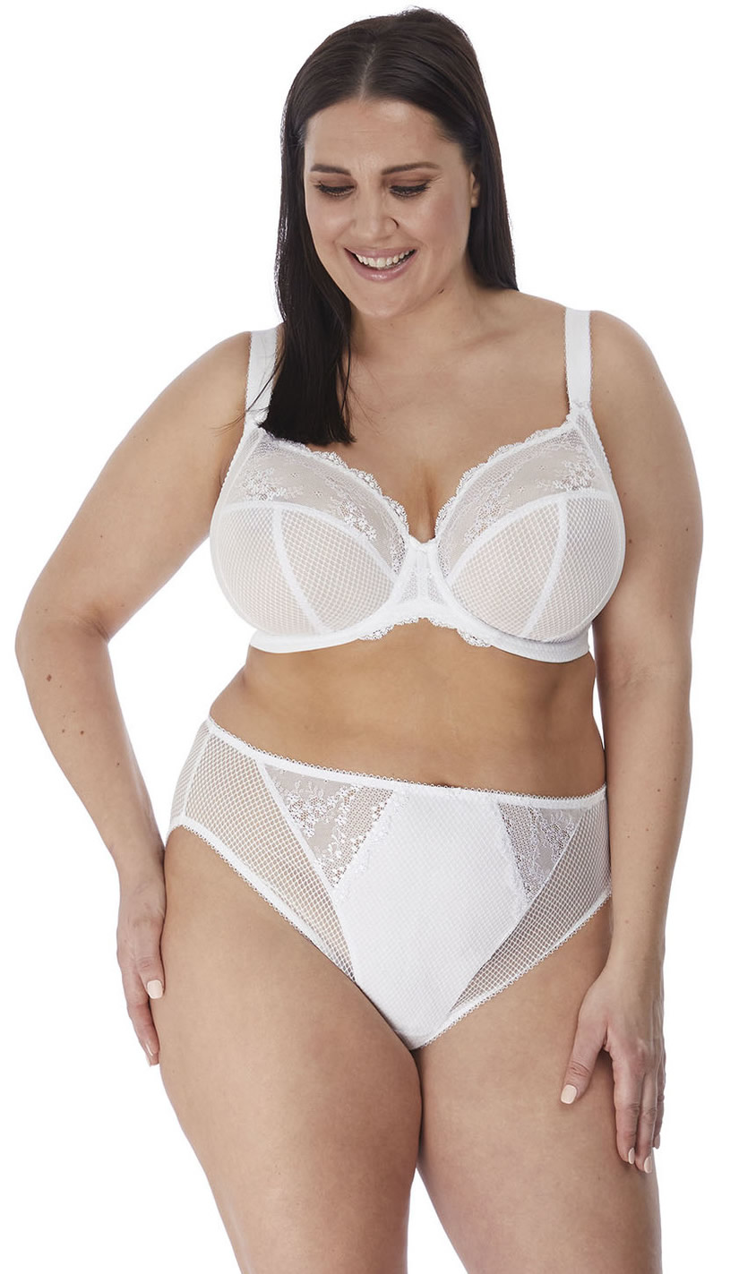 elomi Charely Underwired Bandless Plunge Bra Brief Set White