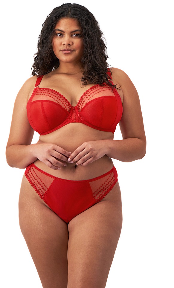 Elomi Matilda Plunge Bra Thong Haute Red