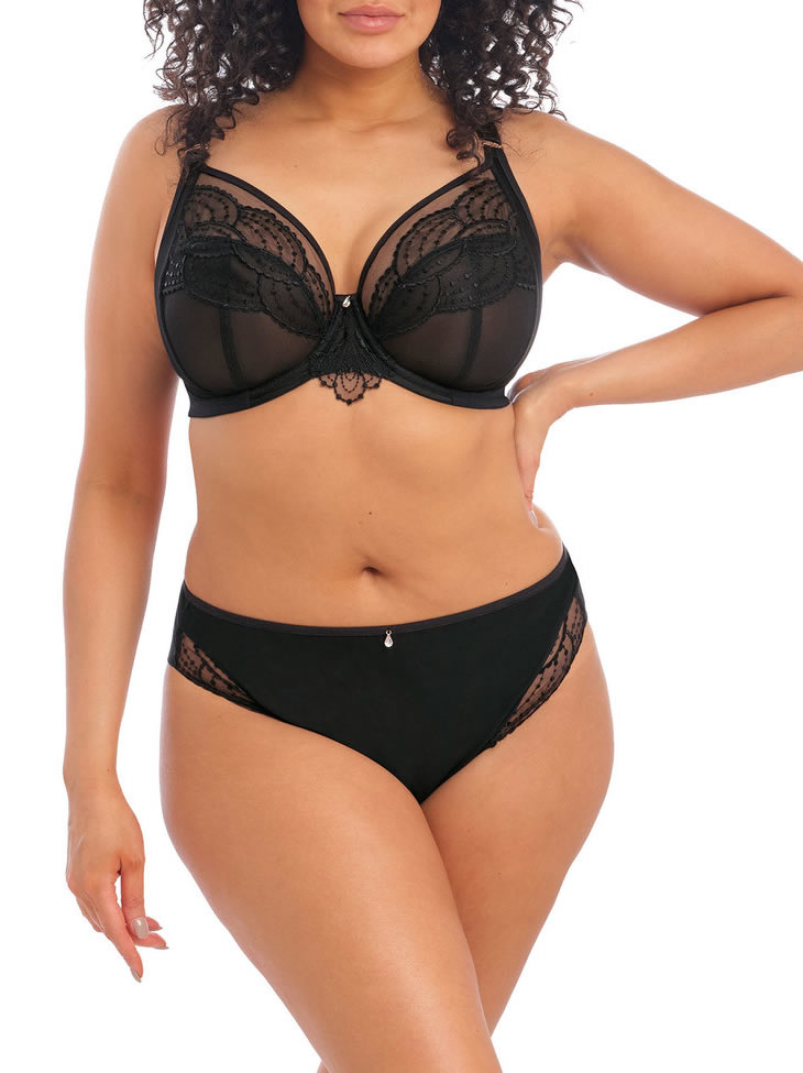 Elomi Priya Underwired Plunge  Bra Brief Black