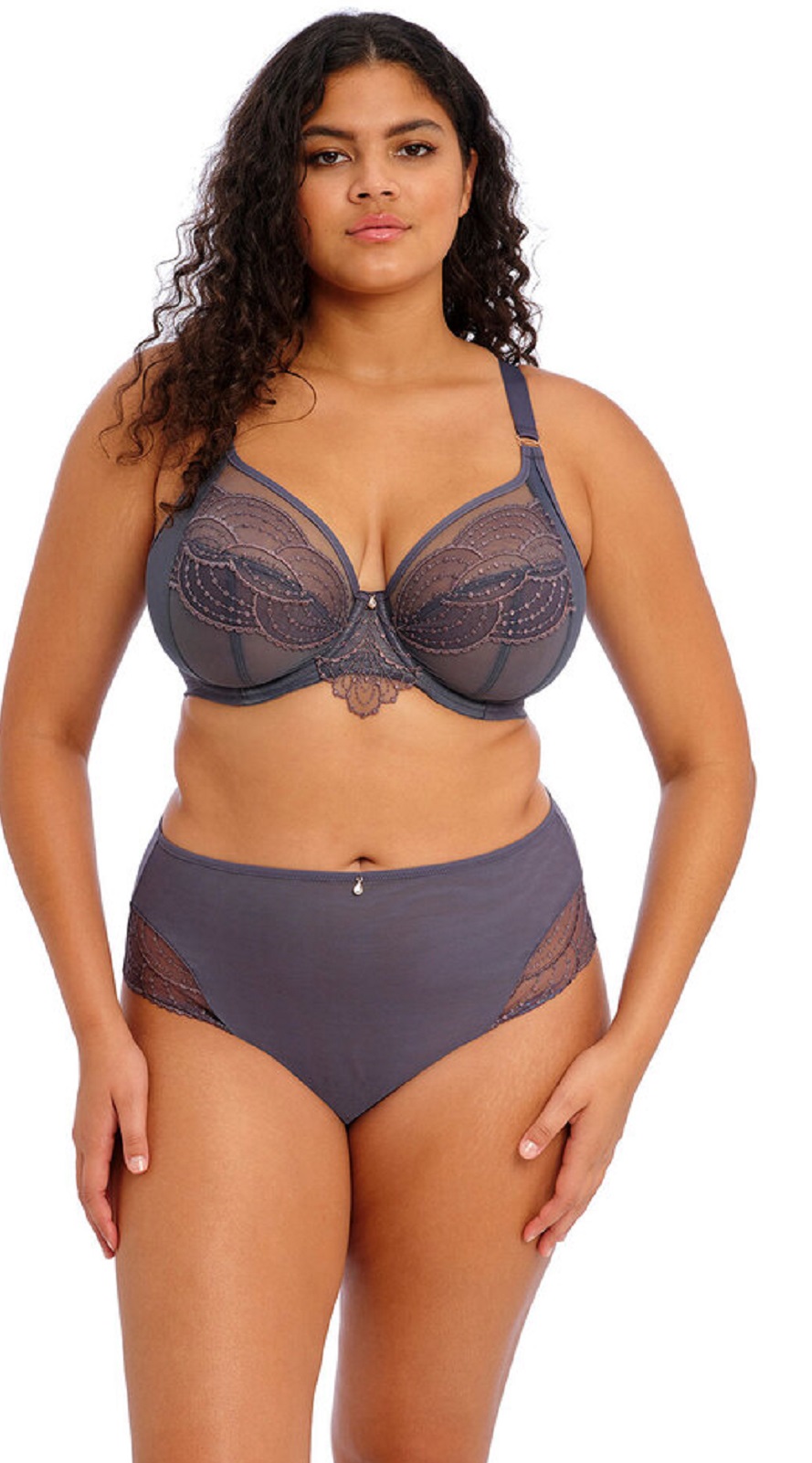 Elomi Priya Plunge Bra Brief Storm Grey