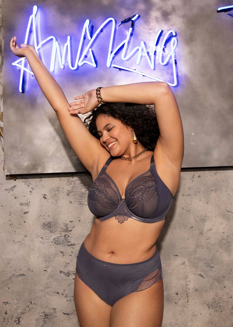 Elomi Priya Plunge Bra Storm Grey Promo