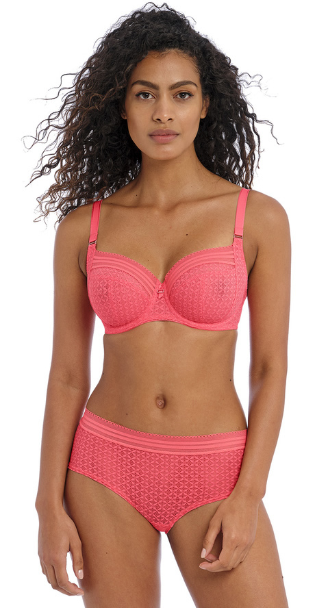 freya Viva Lace Side Support Bra Short Sunkissed Coral