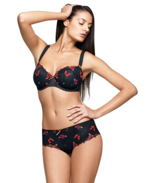 freya mimi padded plunge bra and short set black