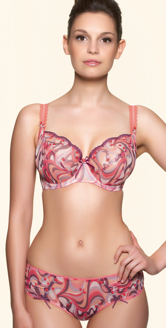 freya saffy plunge bra and short set coral