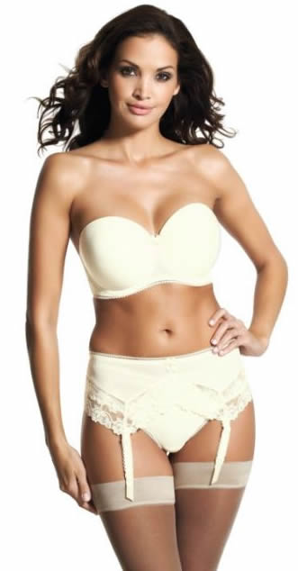 fantasie Ava stapless bra ivory thong and suspender set