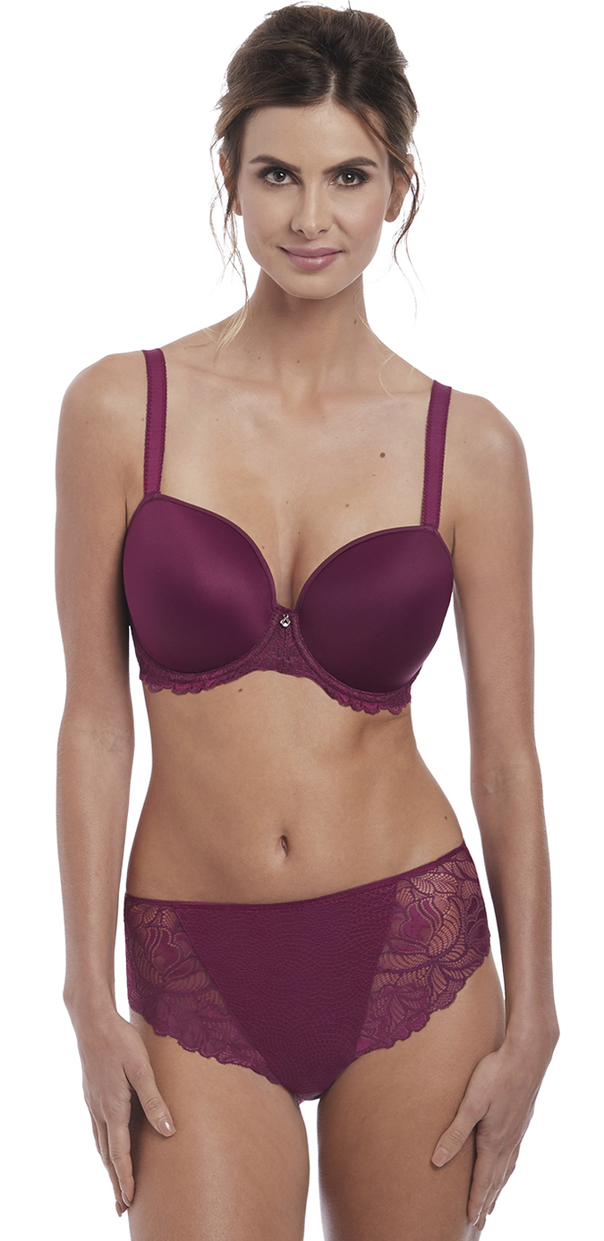 Fantasie Memoir Moulded Bra High Brief Set Black Cherry