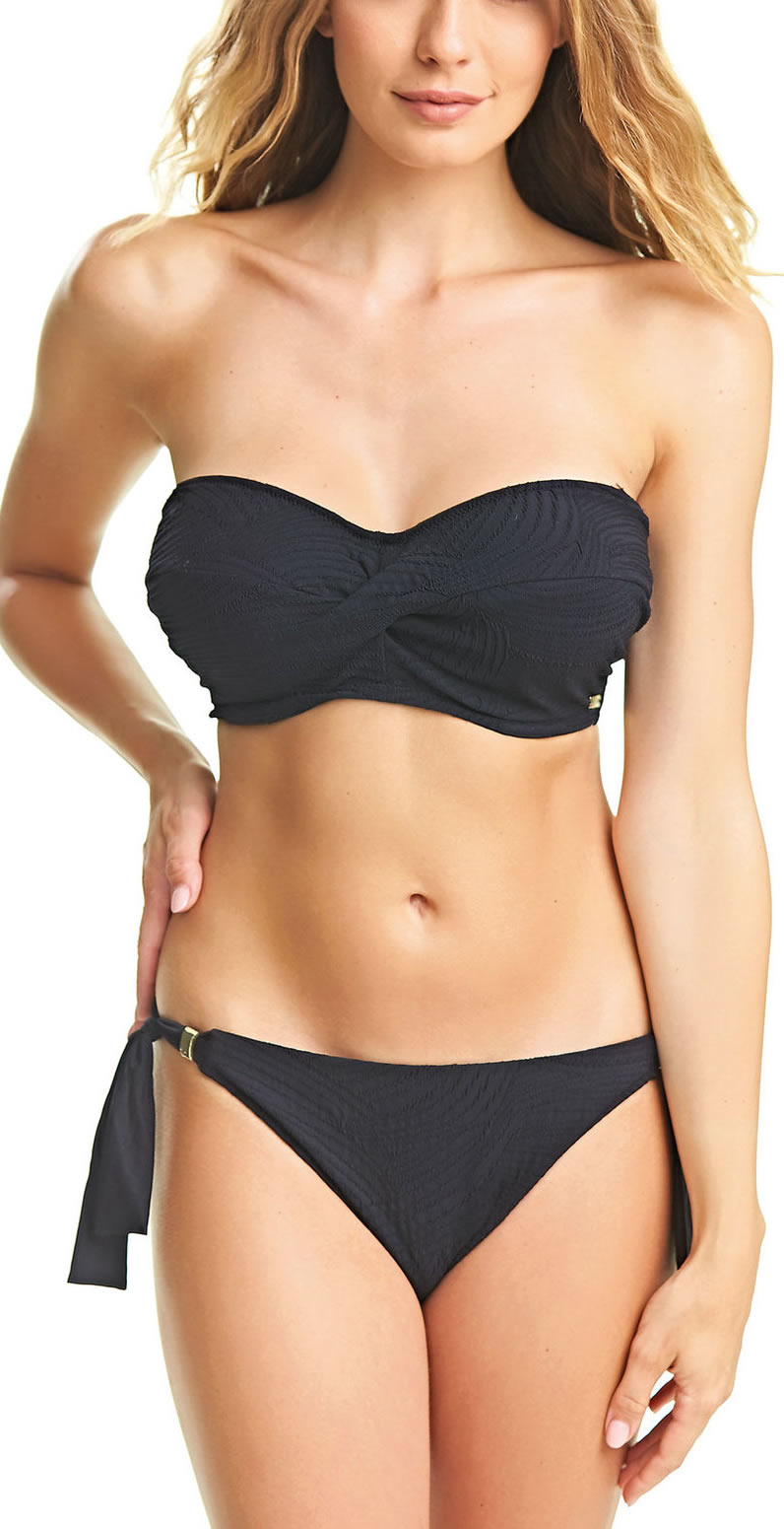 Fantasie Ottawa Bandeau Bikini Bra Tie Pant Set Black