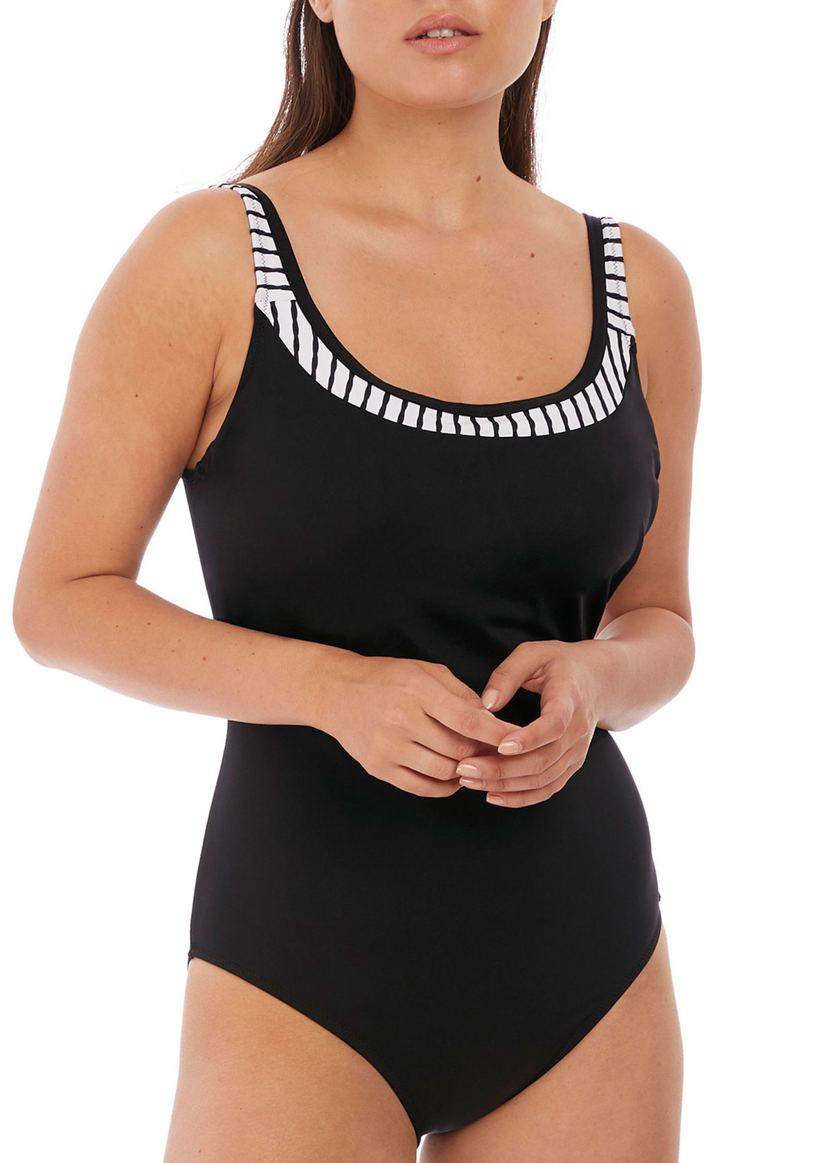 Fantasie San Remo Scoppneck Swimsuit Black White