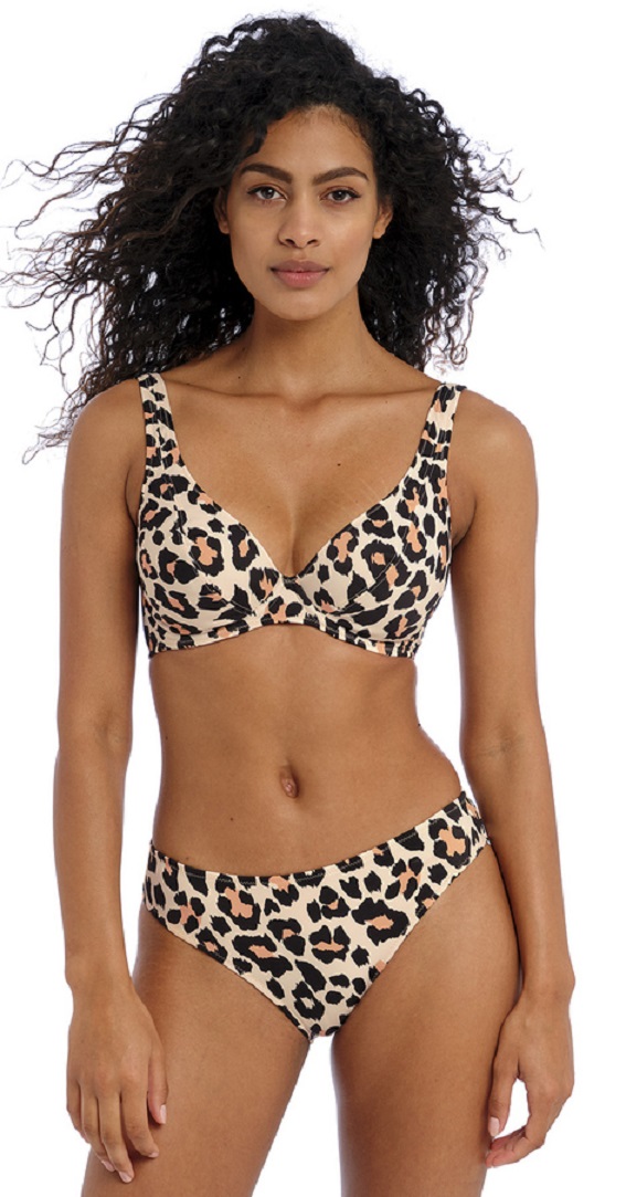 Freya Animal Instinct High Apex Bikini Bra High Leg Pant Natural