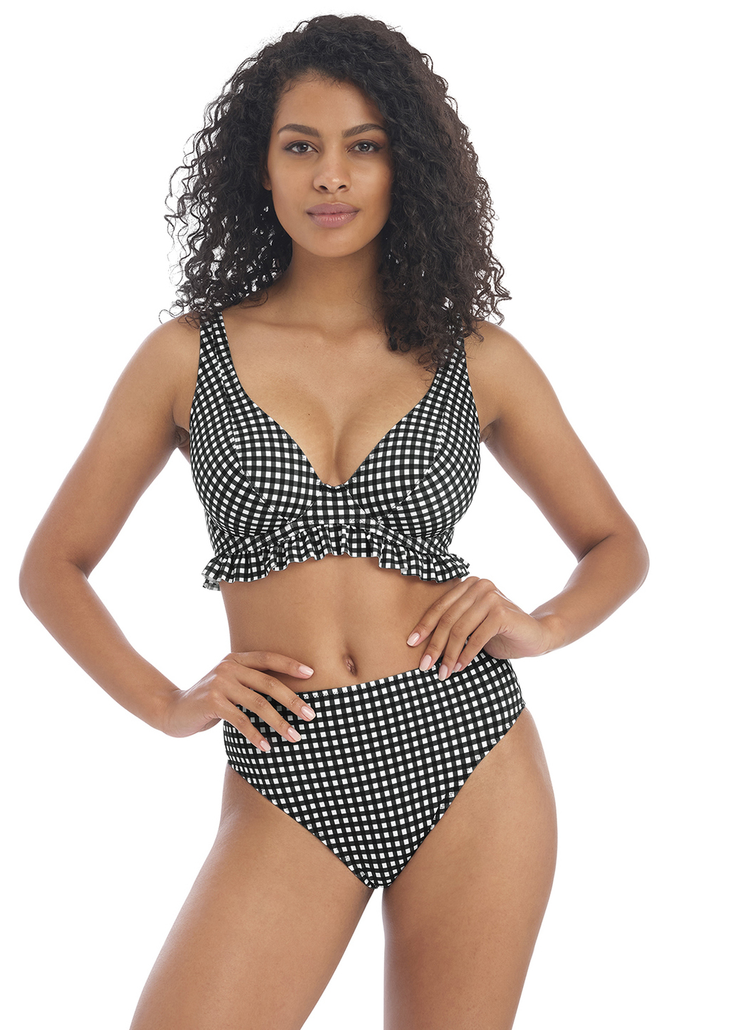 Freya Check In High Apex Bikini Bra Pant Set Monochrome