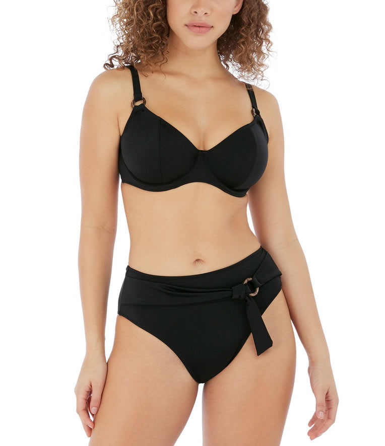 Freya Coco Wave Plunge Bikini Bra High Pant Set Black