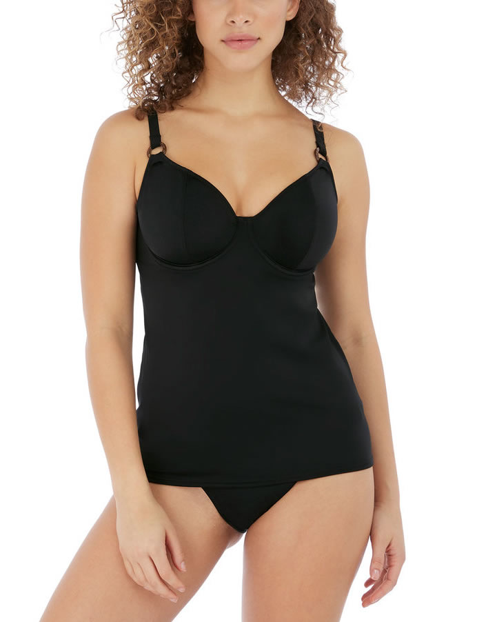 Freya Coco Wave Padded Plunge Tankini and Pant Set Black upt HH Cup