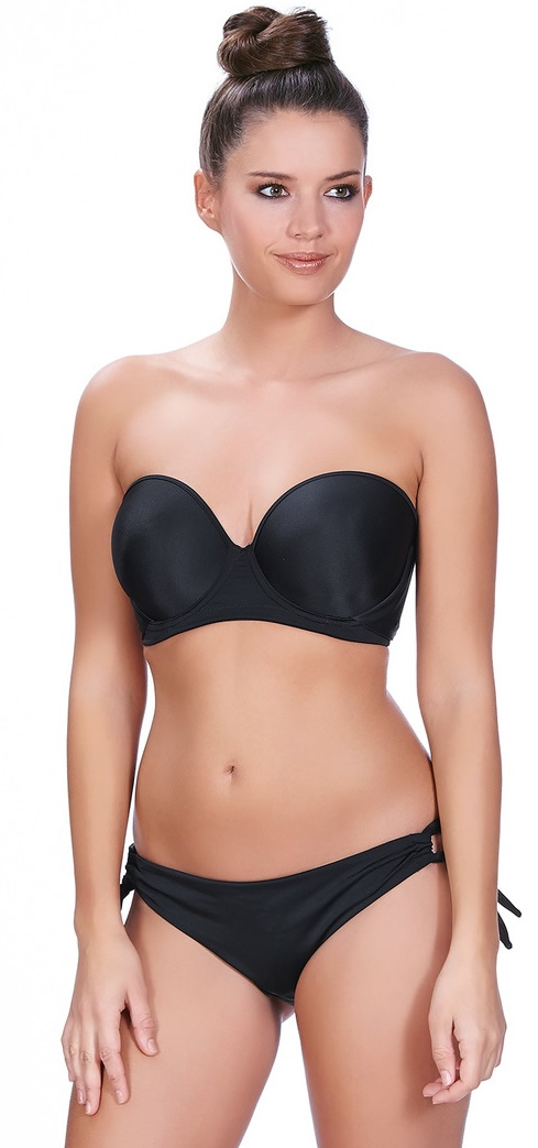 Freya Deco Bandeau Bikini Bra Tie Sided Pant Black