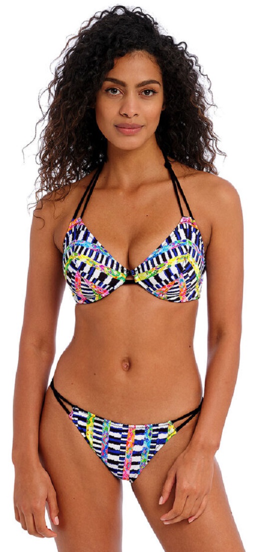 Freya Electro Wave Halterneck Bikini Bra Narrow Pant Multi