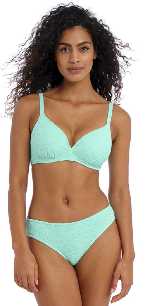 Freya Ibiza Waves Plunge Bikini Bra Classic Pant Set QFrozen-Aqua-Blue