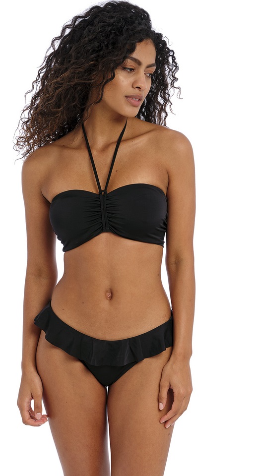 Freya Jewel Cove Bandeau Bikini Bra Italini Bikini Pant Plain Black