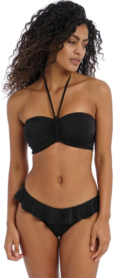 Freya Jewel Cove Bandeau Bikini Bra Italini Bikini Pant Plain Black