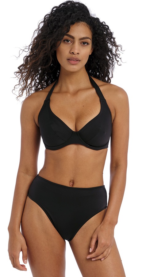 Freya Jewel Cove Halternevck Bikini Bra High Pant Plain Black