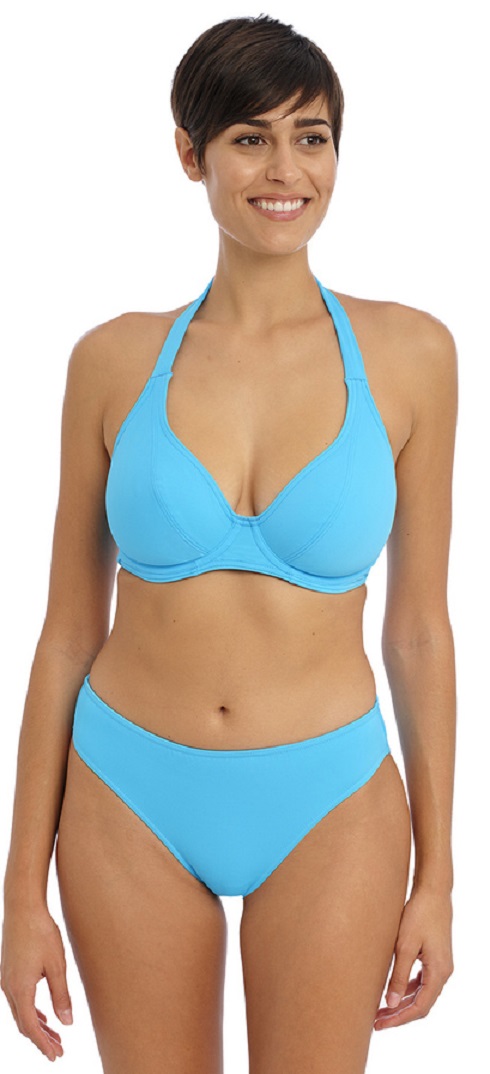 Freya Jewel Cove Halterneck Bikini Bra Classic Pant Set Plain Turquloise