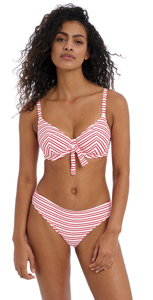 Freya New Shores Padded Plunge Bikini Bra Pant Set Chilli