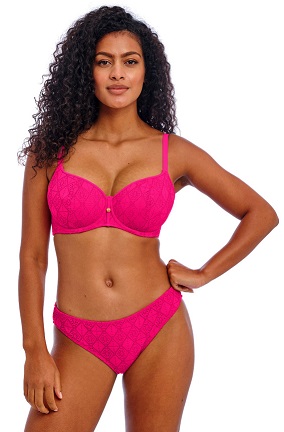 Freya Nomad Nights Sweetheart Padded Plunge Bikini Bra Fuschia