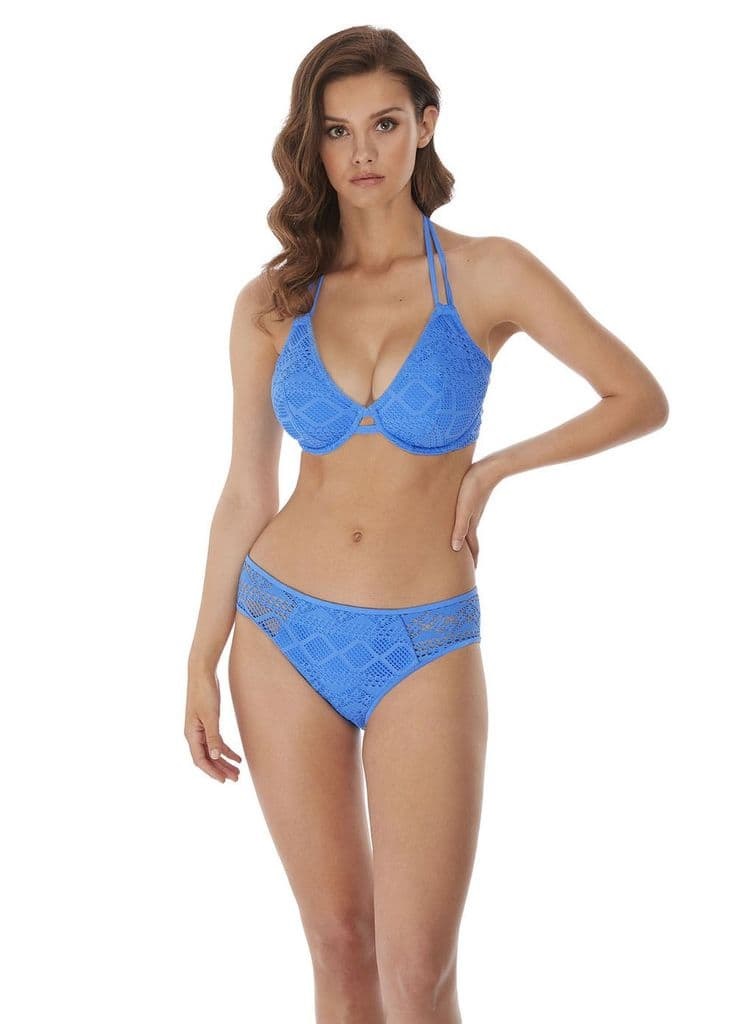 Freya Sundance Banded Halterneck Bikini Bra Pant Set Blue Moon