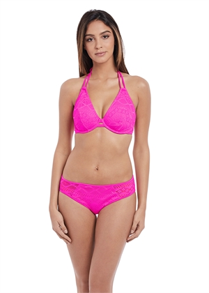 Freya Sundance Halterneck Bikini Bra Skirted Pant Set Hot Pink