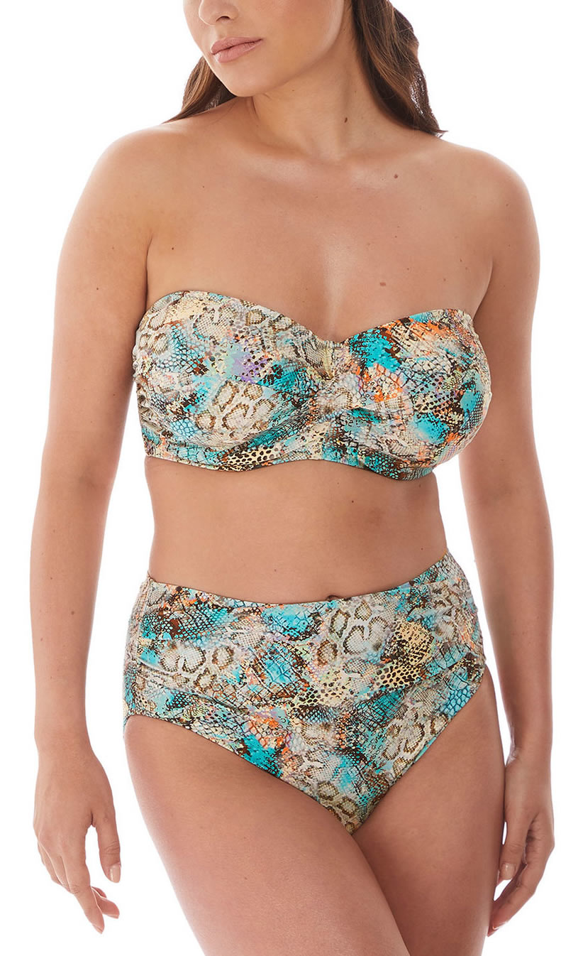 Fantasie Manila Bandeau Bikini Bra High Pant Iced Aqua