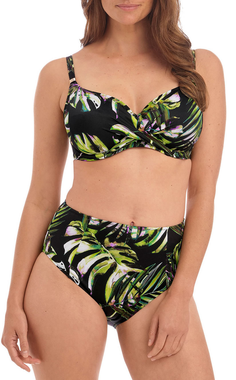 Fantasie Palm Valley Bandeau Bikini Bra High Pant Black