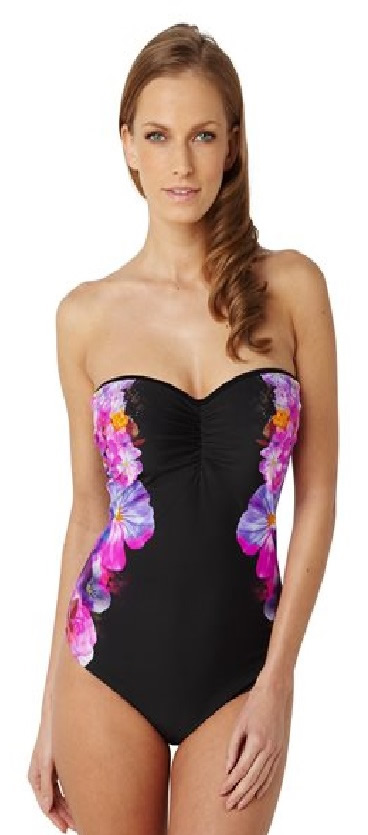 panache savannah bandeau swimsuit black floral